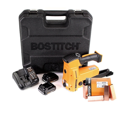 Bostitch DSA-3522-E 10,8 V Akku Kartonverschlusshefter Karton Tacker im Koffer + 2x 1,5 Ah Akku + Ladegerät + 2000 Stk. Kartonklammern 22 mm - Toolbrothers