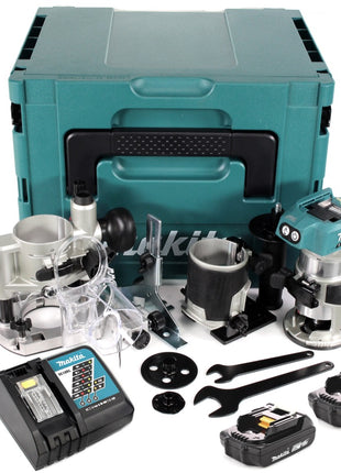 Makita DRT 50 RAJ X2 Akku Multifunktionsfräse 18 V Brushless + 2x Akku 2,0 + Ladegerät + Fräsmodule + Makpac - Toolbrothers