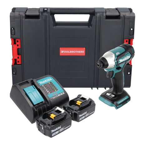 Makita DTD 155 SFJ-R akumulatorowy klucz udarowy 18V 140Nm bezszczotkowy + 2x akumulator 3.0 Ah + ładowarka + RHINO