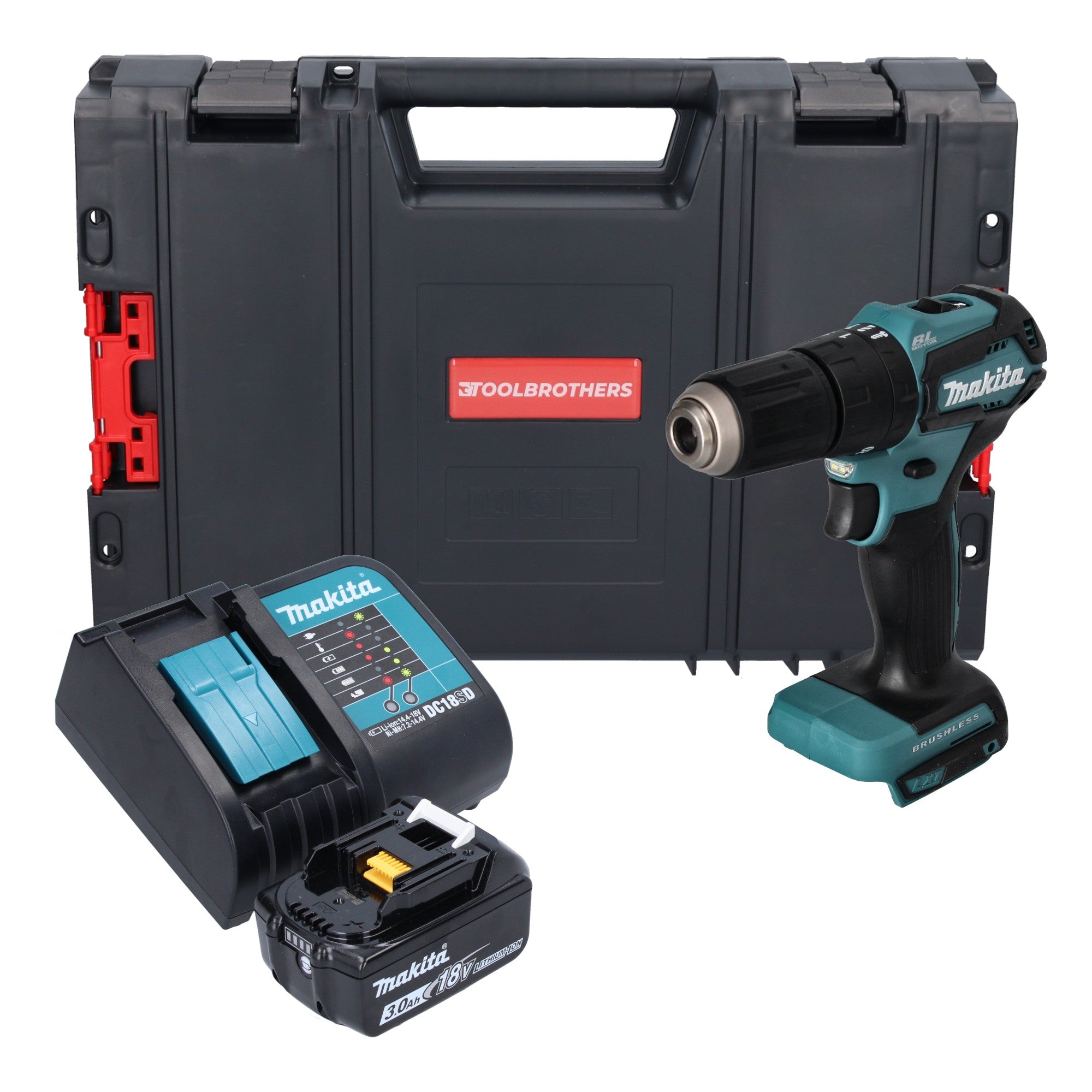 Makita DHP 483 SF1J R Akku Schlagbohrschrauber 18V 40Nm 1x Akku 3 0 Ah Ladegeraet RHINO 0 - toolbrothers