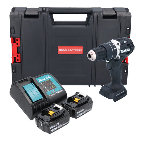 Makita DHP 484 SFJB-R perceuse à percussion sans fil 18 V 54 Nm sans balais noir + 2x batteries 3,0 Ah + chargeur + RHINO