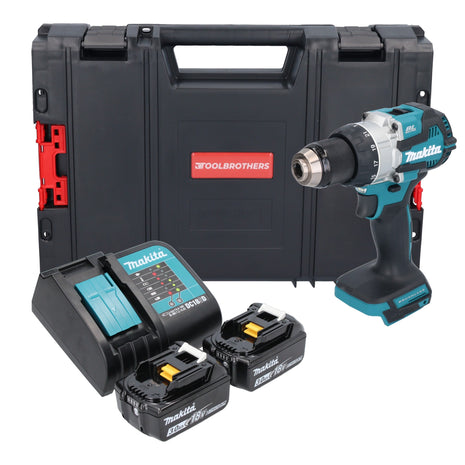 Makita DHP 489 SFJ-R trapano a percussione a batteria 18 V 73 Nm brushless + 2x batteria ricaricabile 3,0 Ah + caricabatterie + RHINO