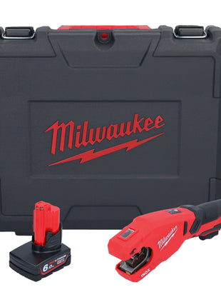 Milwaukee M12 PCSS-601C cortatubos de acero inoxidable a batería 12 V 12 - 28 mm + 1x batería 6,0 Ah + estuche - sin cargador