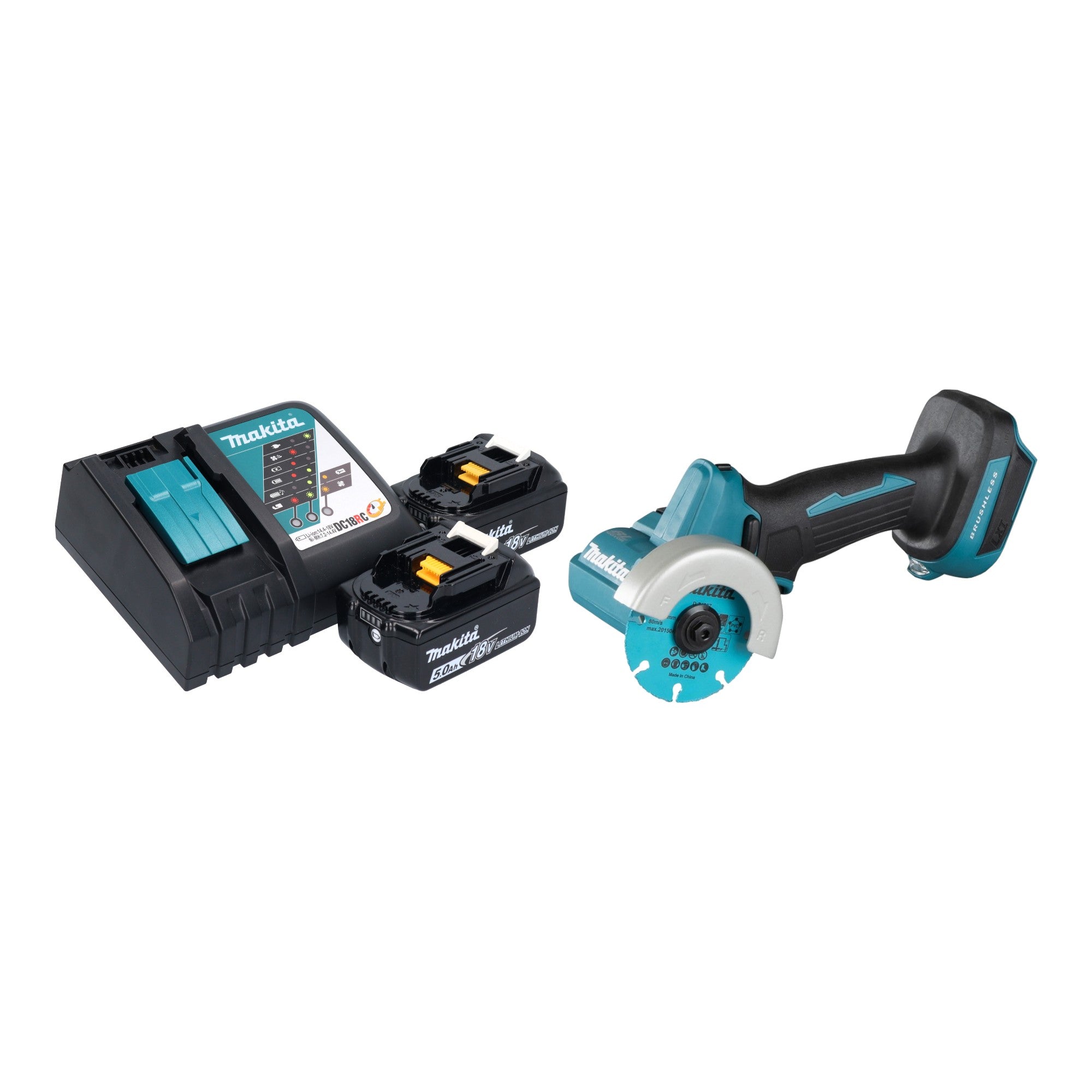 Makita DMC 300 RT Akku Winkelschleifer 18 V 76 mm Brushless 2x Akku 5 0 Ah Ladegeraet 0 - toolbrothers