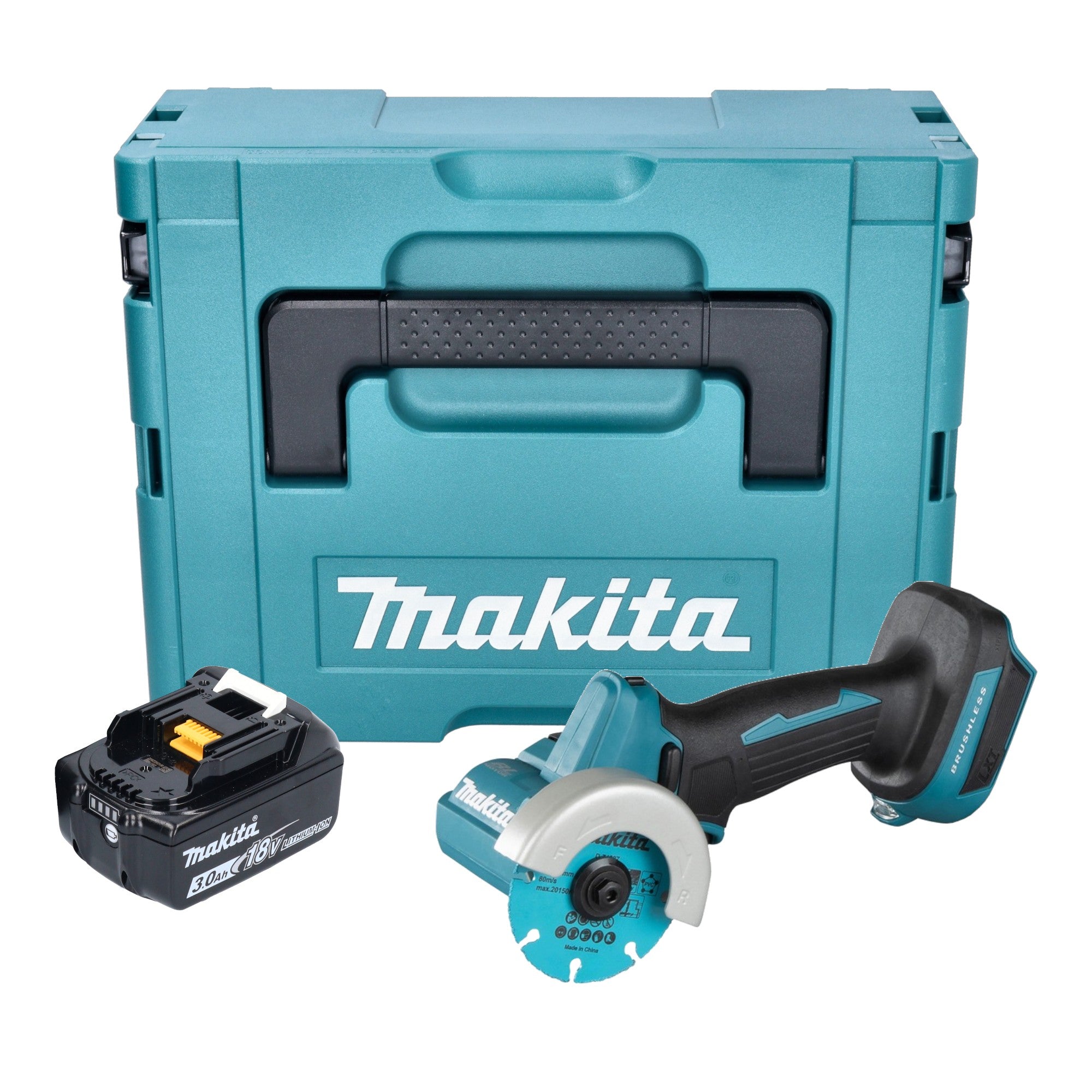 Makita DMC 300 F1J Akku Winkelschleifer 18 V 76 mm Brushless 1x Akku 3 0 Ah Makpac ohne Ladegeraet 0 - toolbrothers