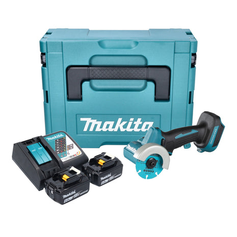 Makita DMC 300 RGJ akumulatorowa szlifierka kątowa 18 V 76 mm bezszczotkowa + 2x akumulator 6,0 Ah + ładowarka + Makpac