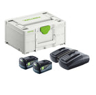 Festool Energie-Set SYS 18V 2x5,0/TCL 6 DUO ( 577707 ) 2x batterie 5,0 Ah + TCL 6 DUO chargeur + Systainer