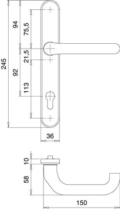 EDI Garniture de porte profilée Kronos 1300/0035 aluminium F1 ( 3000200026 )