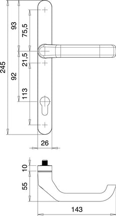 EDI Garniture de porte profilée Atlas 1200/0026 aluminium F1 ( 3000200040 )