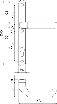 EDI Garniture de porte profilée Atlas 1200/0026 aluminium F1 ( 3000200040 )
