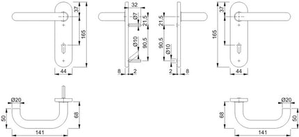 HOPPE Garniture courte Paris E138Z/353K acier inoxydable F69 ( 3000203012 )