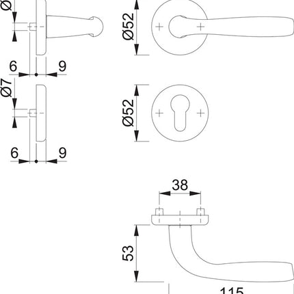 HOPPE Garniture à rosette Maribor 1766 / 17KV/17KVS aluminium F1 ( 3000203145 )
