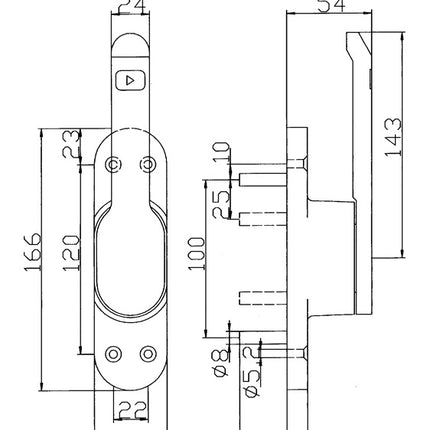 DENI Verrou de porte VARIO DIN gauche / droite argent anodisé ( 3000255656 )