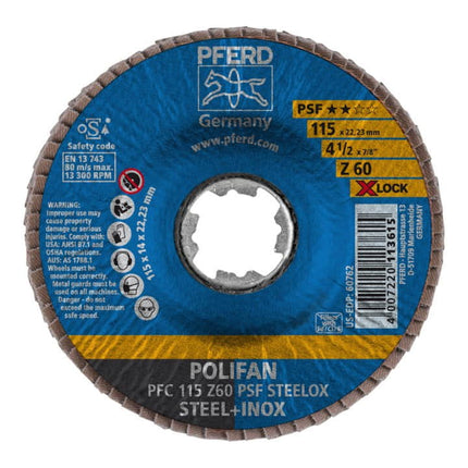 PFERD Disque à lamelles X-LOCK PSF Z STEELOX D. 125 mm granulation 80 conique ( 4000840254 )