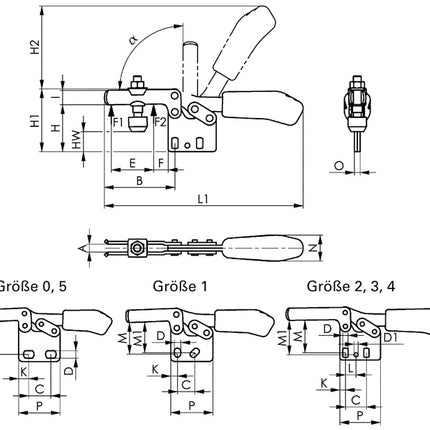 AMF Sauterelle de serrage horizontale no. 6832 taille 1 ( 4123572110 )