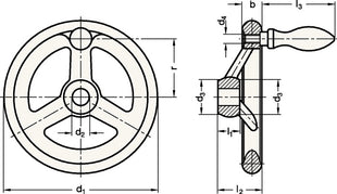 Volante GANTER GN 950 b 22 mm d1 200 mm d2 20 mm (4601000254)