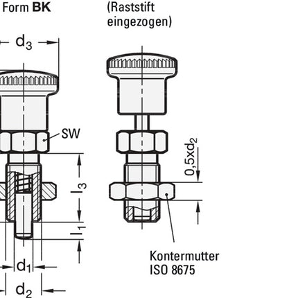 GANTER Boulons d'arrêt GN 817 D. 1 6 mm D. 2 M 12 x 1,5 mm l1 6 mm ( 4601001424 )