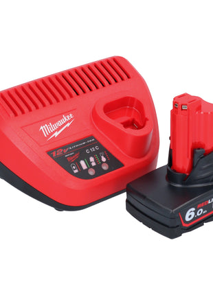 Amoladora recta a batería Milwaukee M12 FDGS-601 12 V 6/8 mm sin escobillas + 1x batería 6,0 Ah + cargador