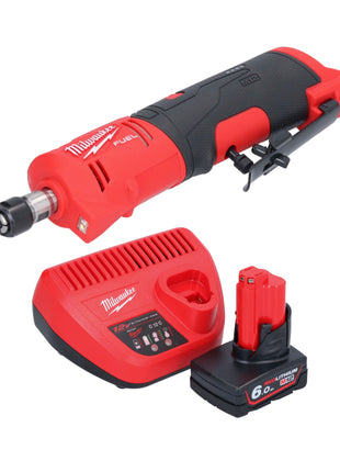 Meuleuse droite à batterie Milwaukee M12 FDGS-601 12 V 6 / 8 mm sans balais + 1x batterie 6,0 Ah + chargeur