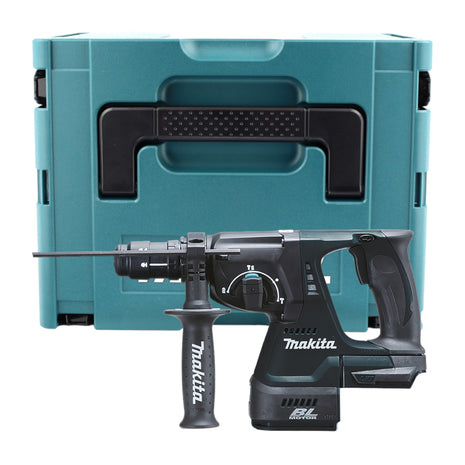 Makita DHR 243 ZBJ taladro percutor inalámbrico 18 V 2 J SDS-Plus negro sin escobillas + Makpac - sin batería, sin cargador