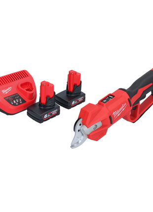 Tijeras de podar a batería Milwaukee M12 BLPRS-602 12 V 32 mm + 2x baterías 6,0 Ah + cargador