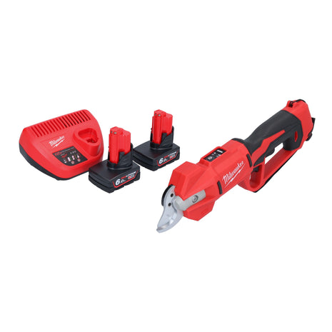 Tijeras de podar a batería Milwaukee M12 BLPRS-602 12 V 32 mm + 2x baterías 6,0 Ah + cargador