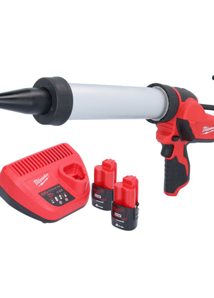 Milwaukee M12 PCG/400A-202 Akumulatorowy pistolet na kartusze 12 V 400 ml + 2x akumulator 2,0 Ah + ładowarka