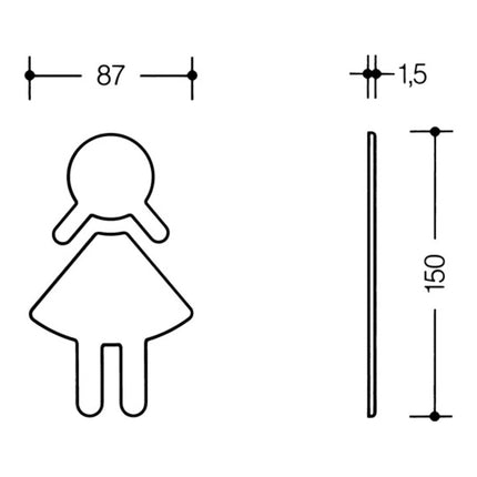 HEWI Symbole Femme 710XA.150.2 Acier inox Couleur n° XA ( 3000206436 )
