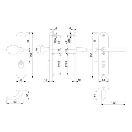 HOPPE Garniture de protection Stockholm 76G/3332ZA/3410/1140 aluminium F1 ( 3000209128 )