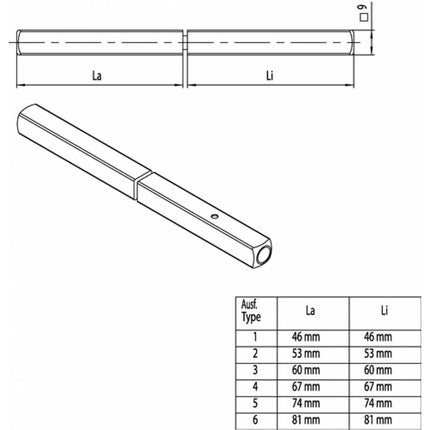 OGRO Goupille anti-panique 120 FS SECURE Carré 9 mm ( 3000267141 )