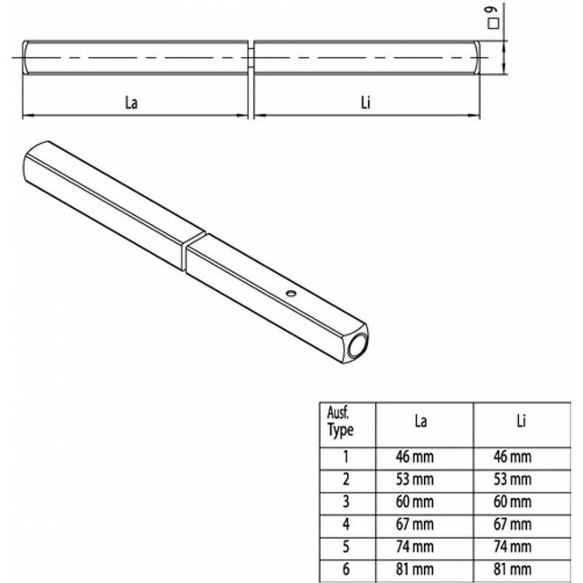 OGRO Goupille anti-panique 120 FS SECURE Carré 9 mm ( 3000267141 )