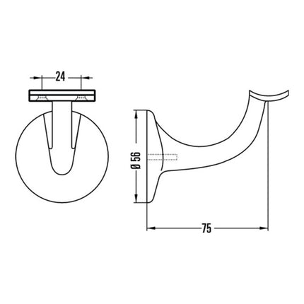 Support de main courante HERMETA 3506 aluminium anodisé couleur argent ( 3000283334 )