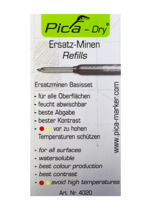 Pica DRY Ersatzminen Basis Set Bunt Wasserlöslich Multi Use 8 tlg. ( 4020 ) - Toolbrothers