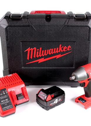 Milwaukee M18 ONEIWF12 401C 18 V Li-Ion Akku Schlagschrauber im Werkzeugkoffer + 1x M18 B4 4,0 Ah Akku + M12-18C Ladegerät - Toolbrothers