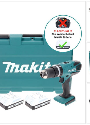 Makita HP 457 DWE Akku Schlagbohrschrauber 18 V 42 Nm + 2x Akku 1,5 Ah + Ladegerät + Koffer - Toolbrothers