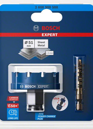 Scie cloche BOSCH Expert Scie à tôle diamètre 51 mm profondeur de coupe 5 mm (4000800275)