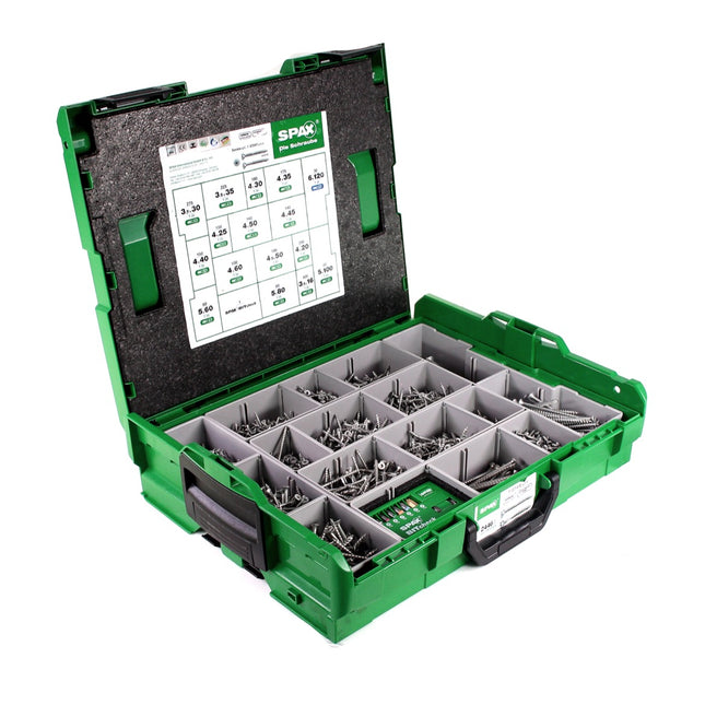 SPAX® Montagekoffer Schraubenset 2446 tlg. mit 16 Abmessungen, Senkkopf, T-STAR plus, 4CUT, WIROX in L-Boxx ( 5000009161019 ) - Toolbrothers