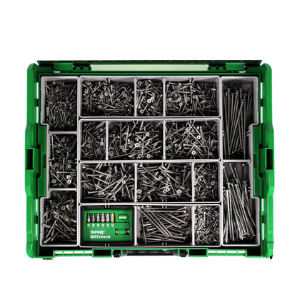 SPAX® Montagekoffer Schraubenset 2446 tlg. mit 16 Abmessungen, Senkkopf, T-STAR plus, 4CUT, WIROX in L-Boxx ( 5000009161019 ) - Toolbrothers