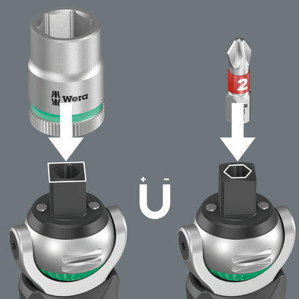 WERA Cliquet pivotant et réversible 8009 Zyklop Pocket Set 1 3/8″ + 1/4 ″ 72 dents ( 4000822450 )