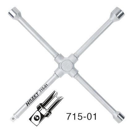 HAZET Clé en croix 715-01 17 x 19 x 22 x 12,5(1/2 po. 4 pans) ( 4000823580 )