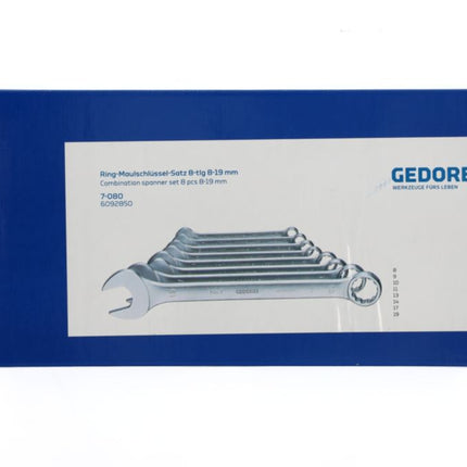 Jeu de clés mixtes GEDORE 7-080 8 pièces ouverture de clé 8-19 mm ( 4000823621 )