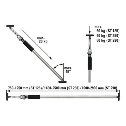 BESSEY Support télescopique ST jusqu'à 60 kg ( 4000831620 )