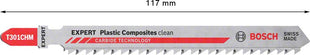 Lame de scie sauteuse BOSCH Plastic Composites T301CHM longueur totale 117 mm ( 4000837478 )