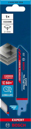 Lame de scie sabre BOSCH Expert Thin Tough Metal Longueur 115 mm Largeur 19 mm ( 4000837491 )