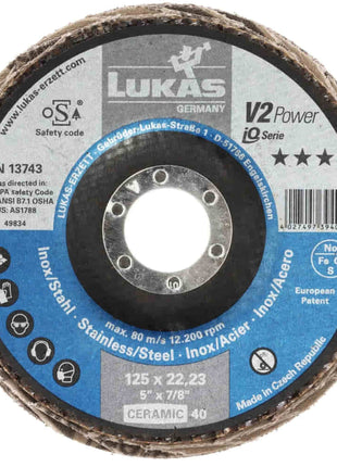 LUKAS Disque à lamelles V2 POWER CER D. 125 mm granulation 40 plat ( 4000840349 )