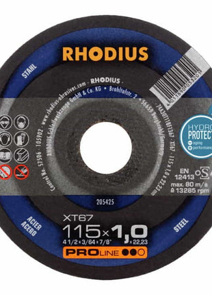 RHODIUS Disque à tronçonner XT67 Ø 115 x 1mm extra fin droit ( 4000841257 )