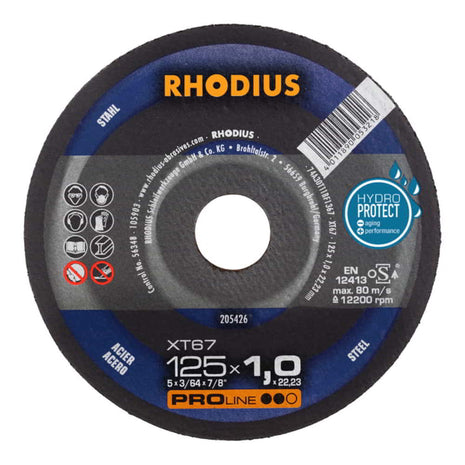 Tarcza tnąca RHODIUS XT67 D125x1mm prosta ( 4000841258 )