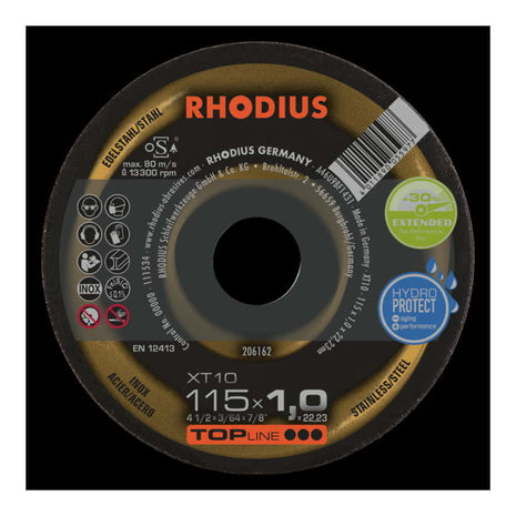 Disco de corte RHODIUS XT10 D115x1mm recto (4000841292)