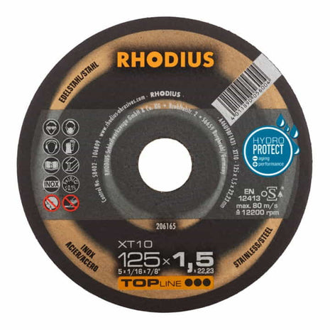 Disco de corte RHODIUS XT10 D125x1,5mm recto (4000841295)