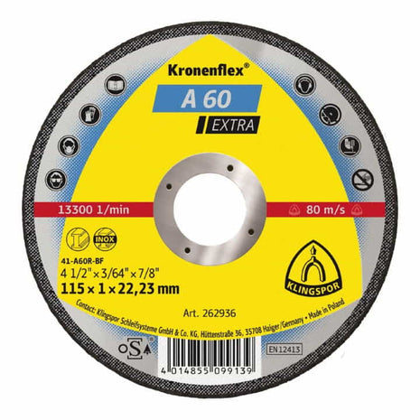 KLINGSPOR disco de corte A 60 Extra D125x1mm recto (4000841305)